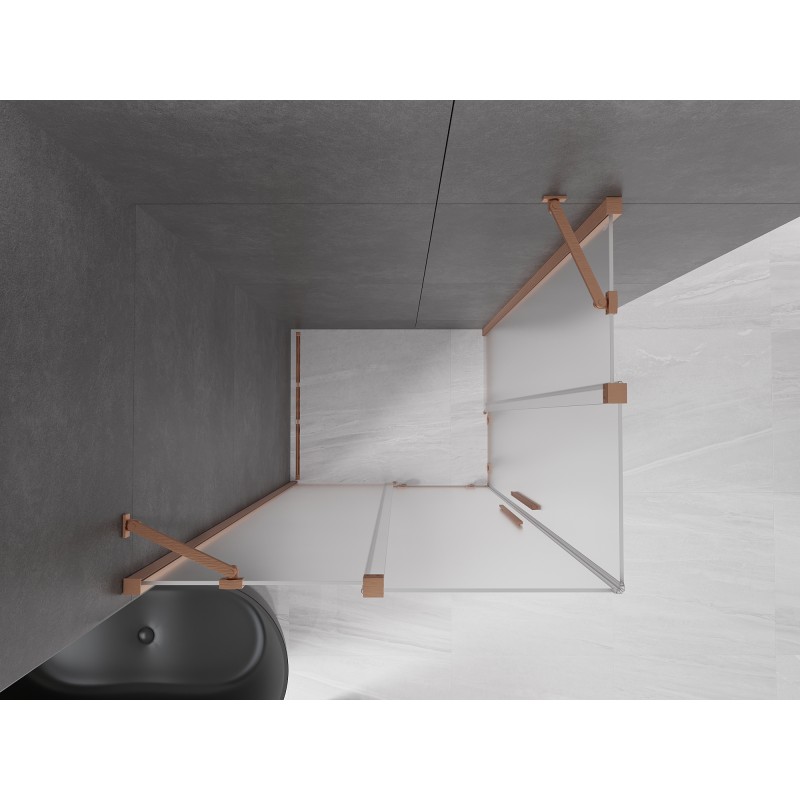 Mexen Velar Duo kabina prysznicowa rozsuwana 100 x 90 cm, szron, miedź szczotkowana - 871-100-090-32-65