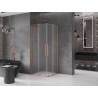 Mexen Velar Duo klizna tuš kabina s kliznim vratima 100 x 100 cm, matirano, brušeni bakar - 871-100-100-32-65