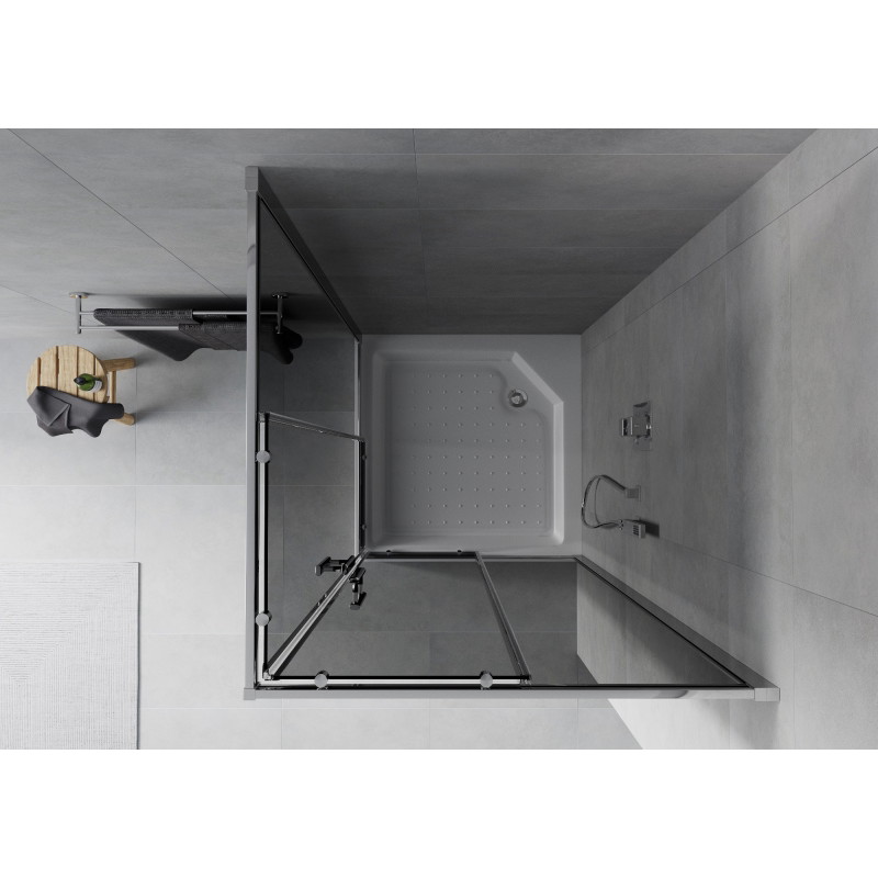 Mexen Rio ruut pritsikabiin 90 x 90 cm, grafiit, kroom + alus, valge - 860-090-090-01-40-4510