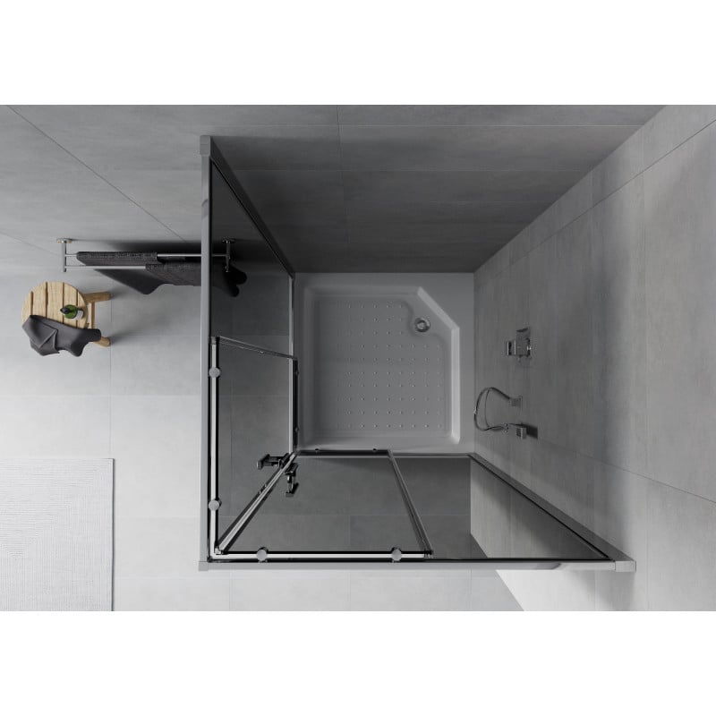 Mexen Rio vierkante douchecabine 90 x 90 cm, grafiet, chroom + douchebak, wit - 860-090-090-01-40-4510