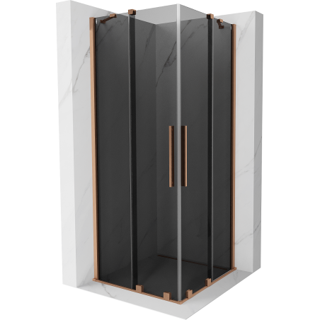 Mexen Velar Duo sliding shower cabin 80 x 80 cm, graphite, brushed copper - 871-080-080-42-65