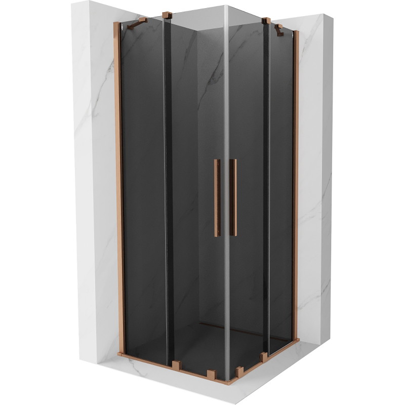 Mexen Velar Duo lükandustega dušikabiin 90 x 90 cm, grafiit, harjatud vask - 871-090-090-42-65