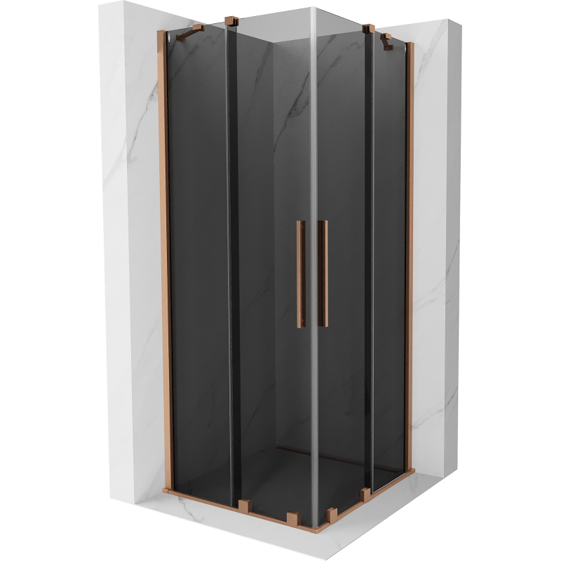 Mexen Velar Duo sliding shower cabin 90 x 90 cm, graphite, brushed copper - 871-090-090-42-65