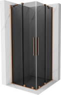 Mexen Velar Duo skjutbar duschkabin 90 x 90 cm, grafit, borstad koppar - 871-090-090-42-65
