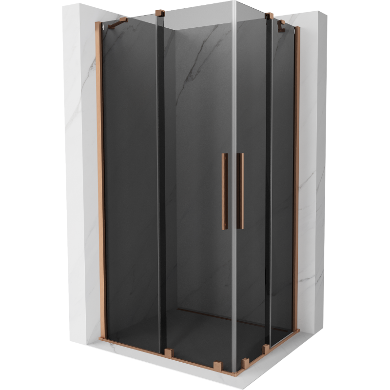 Mexen Velar Duo Duschkabine 100 x 90 cm, Graphit, Gebürstetes Kupfer - 871-100-090-42-65