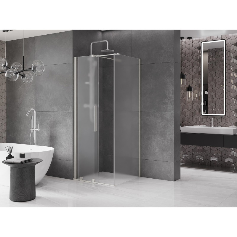 Mexen Velar dušinurk liugustega 110 x 110 cm, härmatis, harjatud nikkel - 871-110-110-31-97