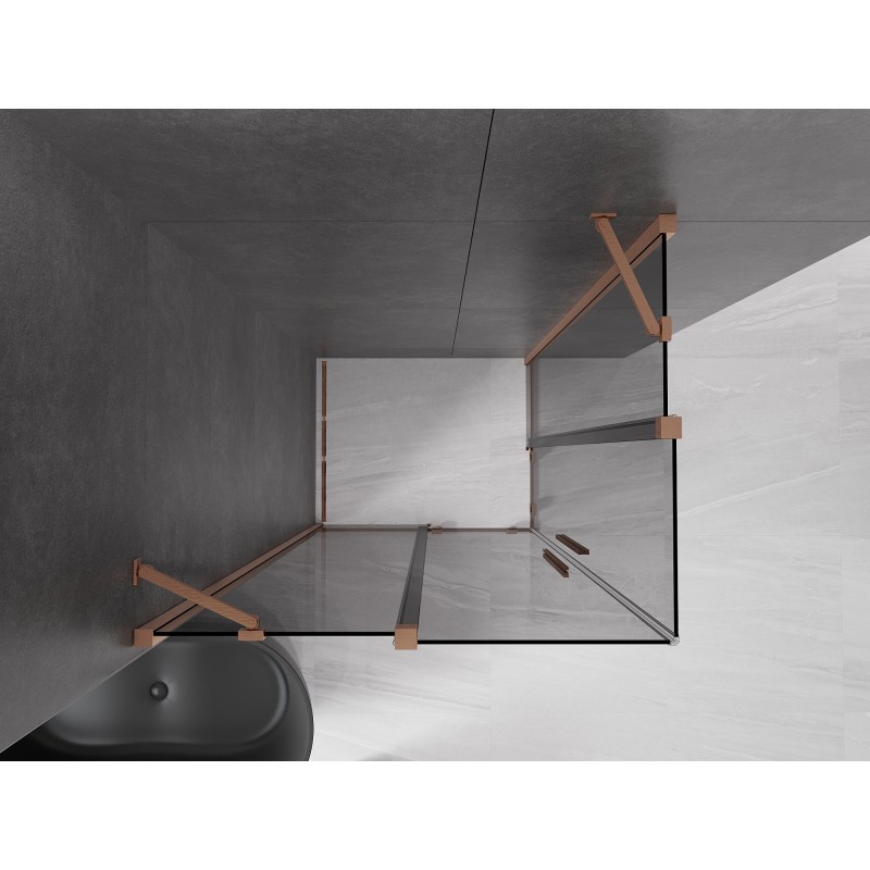 Mexen Velar Duo kabina prysznicowa rozsuwana 90 x 80 cm, grafit, miedź szczotkowana - 871-090-080-42-65