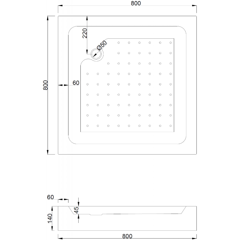 Mexen Rio kvadratna tuš kabina 80 x 80 cm, prozoren, črna + tuš kad, bela - 860-080-080-70-00-4510