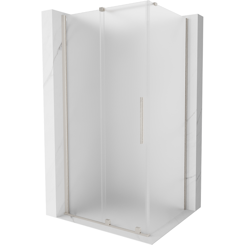 Mexen Velar skjutbar duschkabin 120 x 90 cm, frost, borstad nickel - 871-120-090-31-97