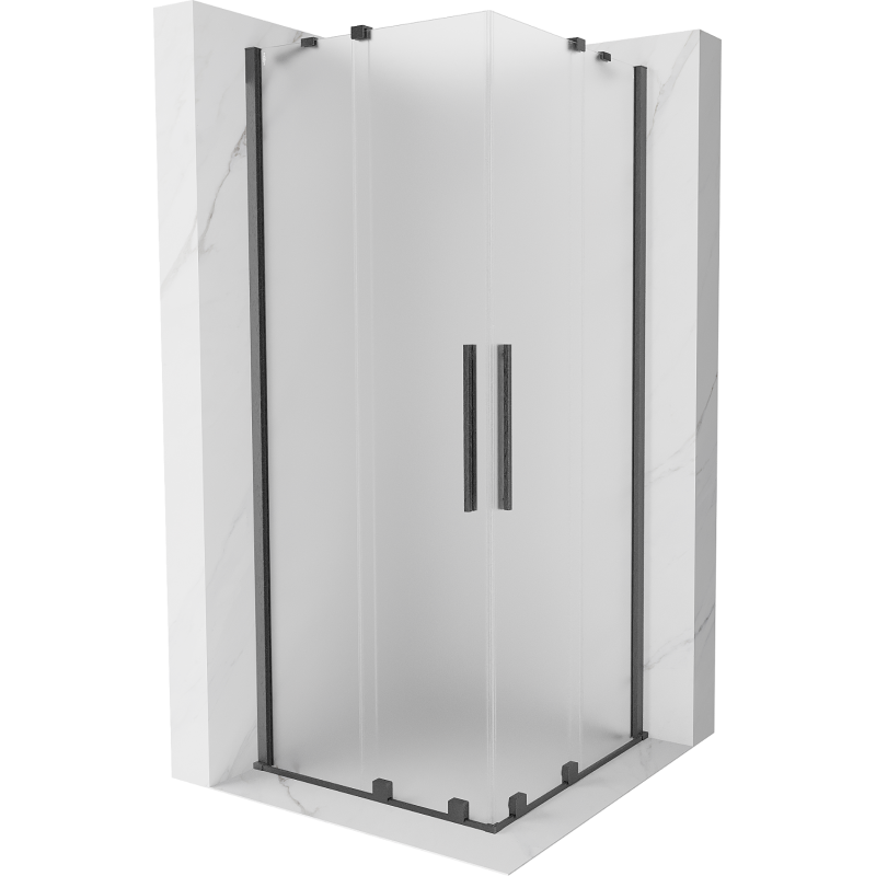 Mexen Velar Duo Duschkabine schiebbar 90 x 90 cm, mattiert, gun gray gebürstet - 871-090-090-32-66