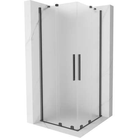 Mexen Velar Duo cabina de ducha deslizante 90 x 90 cm, escarchado, gris arma cepillado - 871-090-090-32-66
