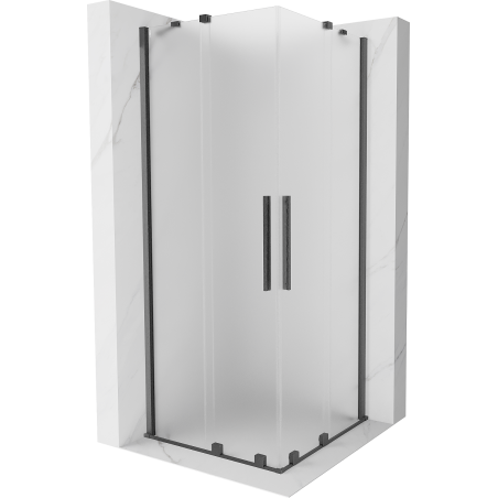 Mexen Velar Duo Duschkabine schiebbar 90 x 90 cm, mattiert, gun gray gebürstet - 871-090-090-32-66