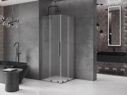 Mexen Velar Duo kabina prysznicowa rozsuwana 80 x 80 cm, szron, gun gray szczotkowany - 871-080-080-32-66