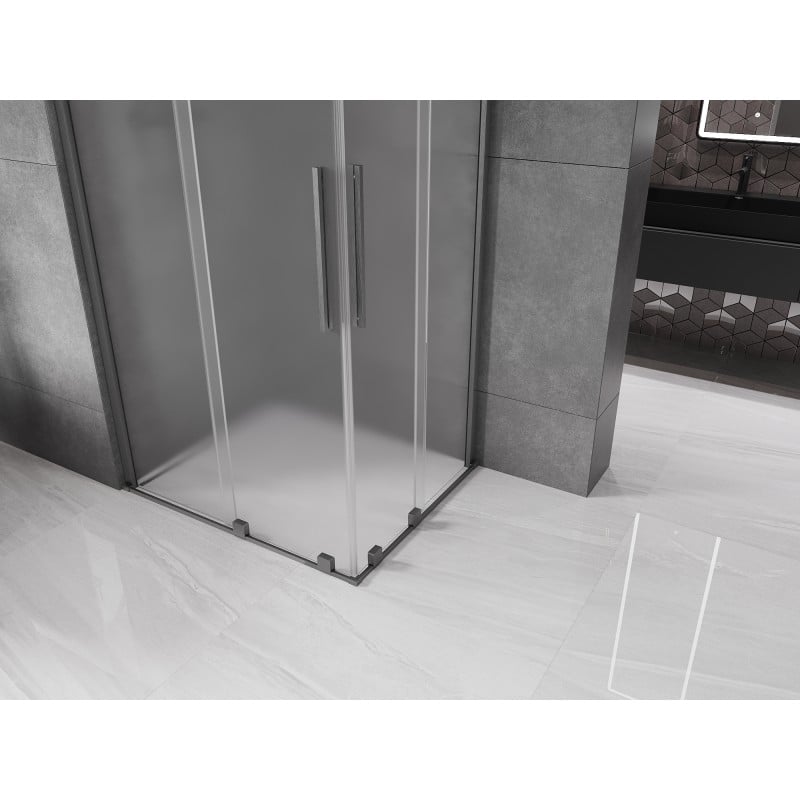 Mexen Velar Duo cabine de douche coulissante 90 x 80 cm, givre, gris canon brossé - 871-090-080-32-66