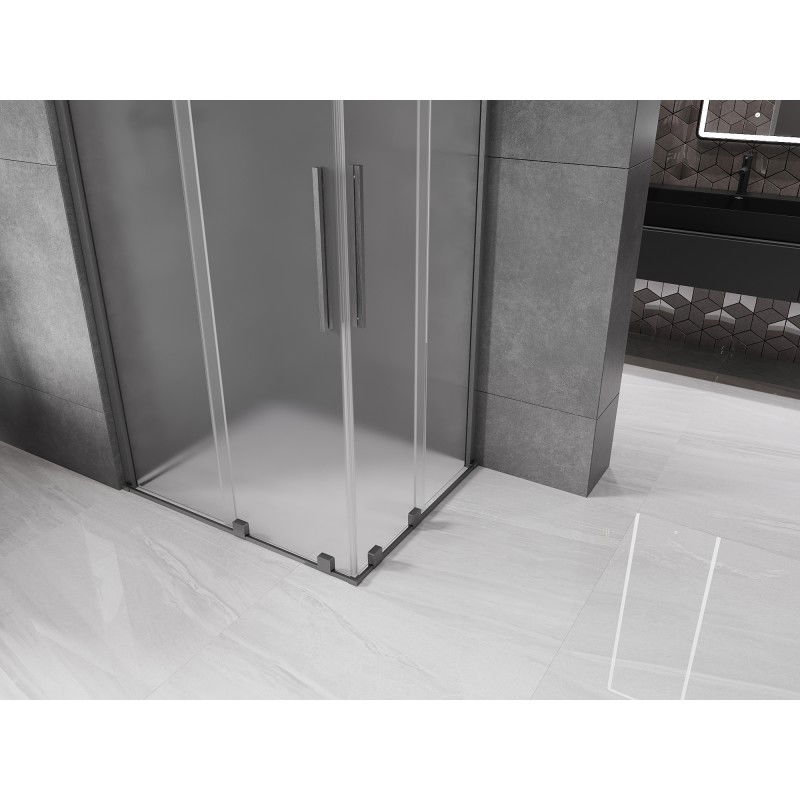 Mexen Velar Duo cabine de douche coulissante 100 x 90 cm, givre, gris canon brossé - 871-100-090-32-66