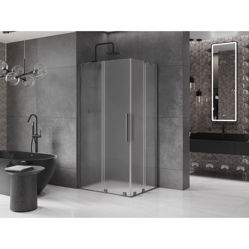 Mexen Velar Duo verstellbare Duschkabine 100 x 90 cm, geréift, geschäubten gun gray - 871-100-090-32-66