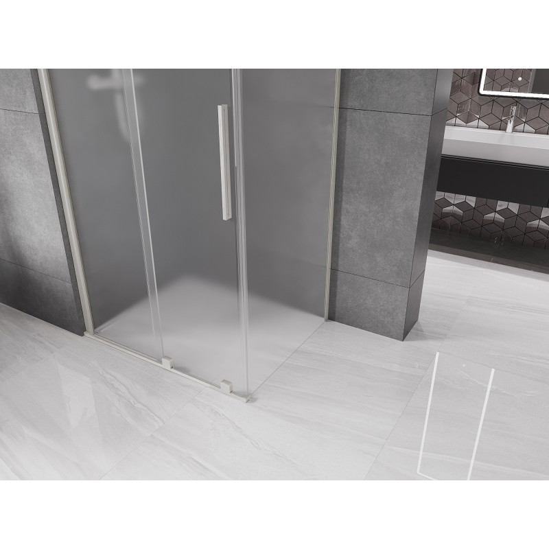 Mexen Velar klizna tuš kabina 130 x 90 cm, matirano staklo, brušeni nikal - 871-130-090-31-97