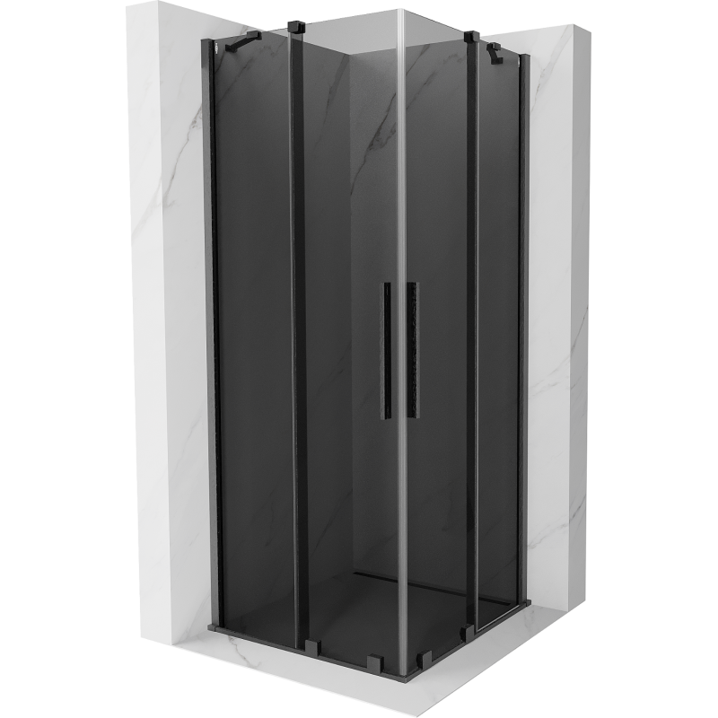 Mexen Velar Duo skjutdörrsduschkabin 80 x 80 cm, grafit, borstad gun gray - 871-080-080-42-66