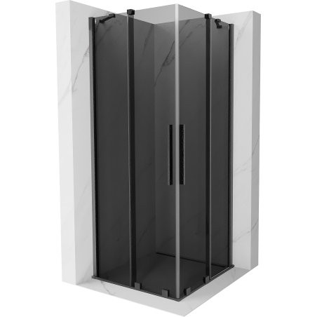 Mexen Velar Duo cabine de duche deslizante 80 x 80 cm, grafite, cinza metalizado escovado - 871-080-080-42-66