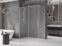 Mexen Velar sliding shower cabin 140 x 80 cm, frost, brushed nickel - 871-140-080-31-97