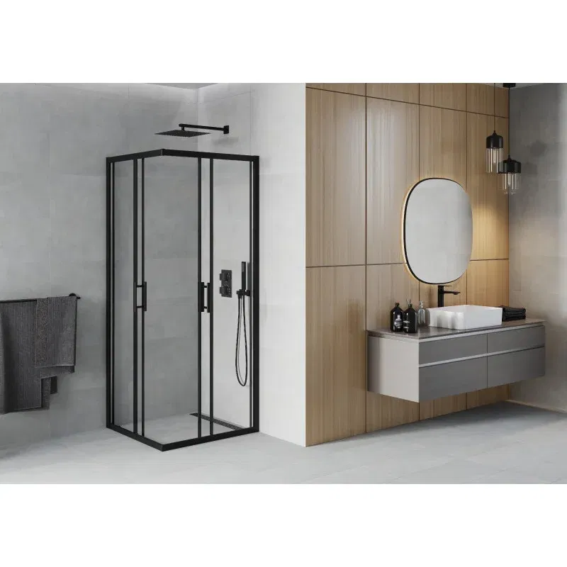 Mexen Rio cabine de douche carrée 80 x 80 cm, transparente, noire - 860-080-080-70-00