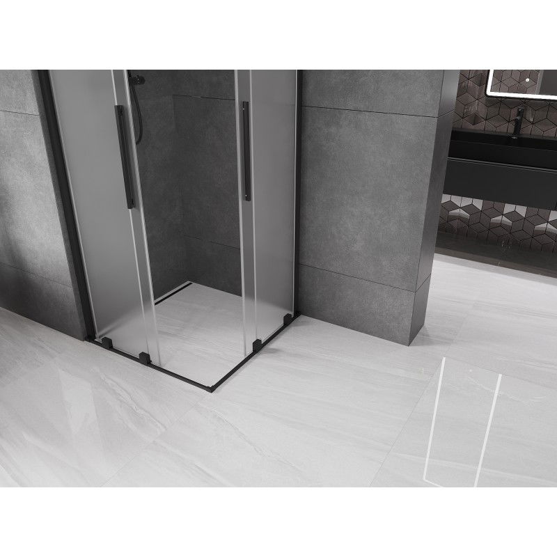 Mexen Velar Δίδυμη καμπίνα ντους συρόμενη 100 x 100 cm, παγετός, μαύρη - 871-100-100-32-70