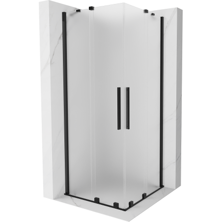 Mexen Velar Duo schuifdouchecabine 100 x 100 cm, matglas, zwart - 871-100-100-32-70