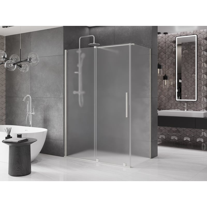 Mexen Velar lükand dušinurk 150 x 80 cm, härmatis, harjatud nikkel - 871-150-080-31-97