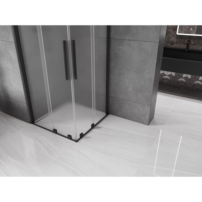 Mexen Velar Δίδυμη καμπίνα ντους συρόμενη 100 x 100 cm, παγετός, μαύρη - 871-100-100-32-70