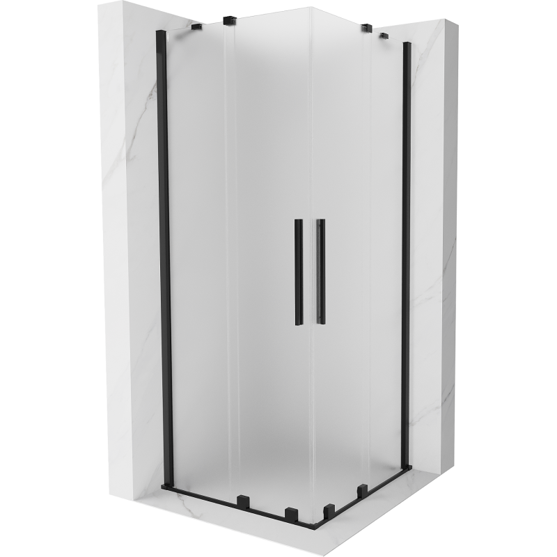 Mexen Velar Duo cabine de douche coulissante 80 x 80 cm, givrée, noire - 871-080-080-32-70