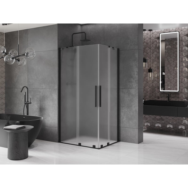 Mexen Velar Duo kabina prysznicowa rozsuwana 100 x 90 cm, szron, czarna - 871-100-090-32-70