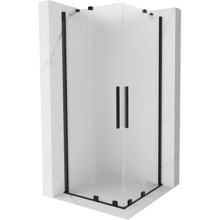 Mexen Velar Duo Duschkabine mit Schiebetür 90 x 90 cm, Frost, Schwarz - 871-090-090-32-70