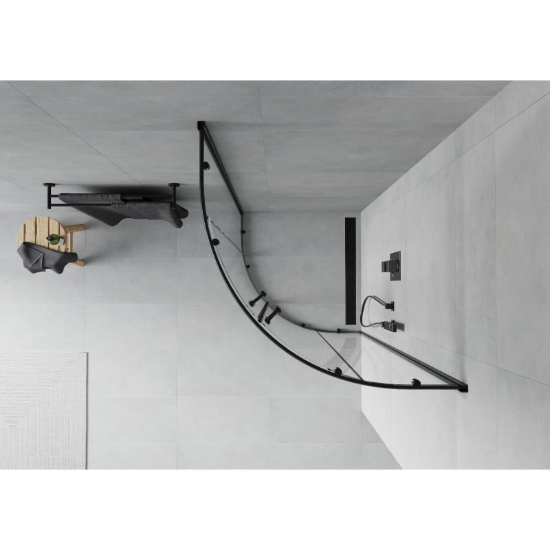 Mexen Rio halvcirkelformad duschkabin 80 x 80 cm, transparent, svart - 863-080-080-70-00