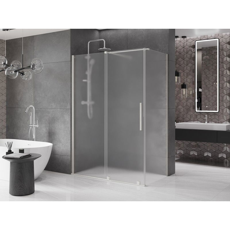 Mexen Velar cabina doccia scorrevole 160 x 75 cm, brina, nichel spazzolato - 871-160-075-31-97