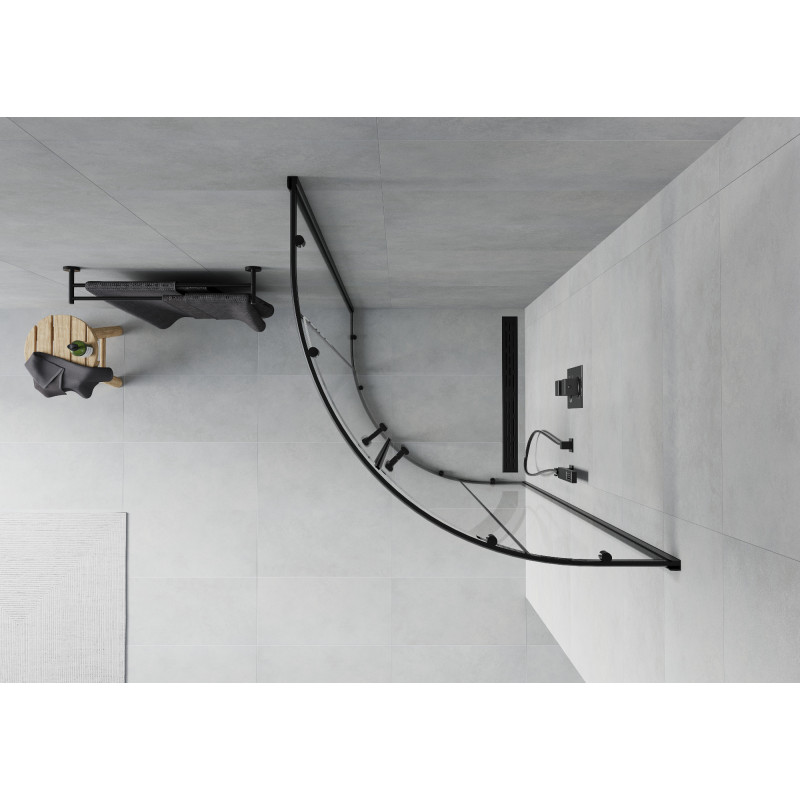 Mexen Rio polokrogla tuš kabina 90 x 90 cm, prosojna, črna - 863-090-090-70-00