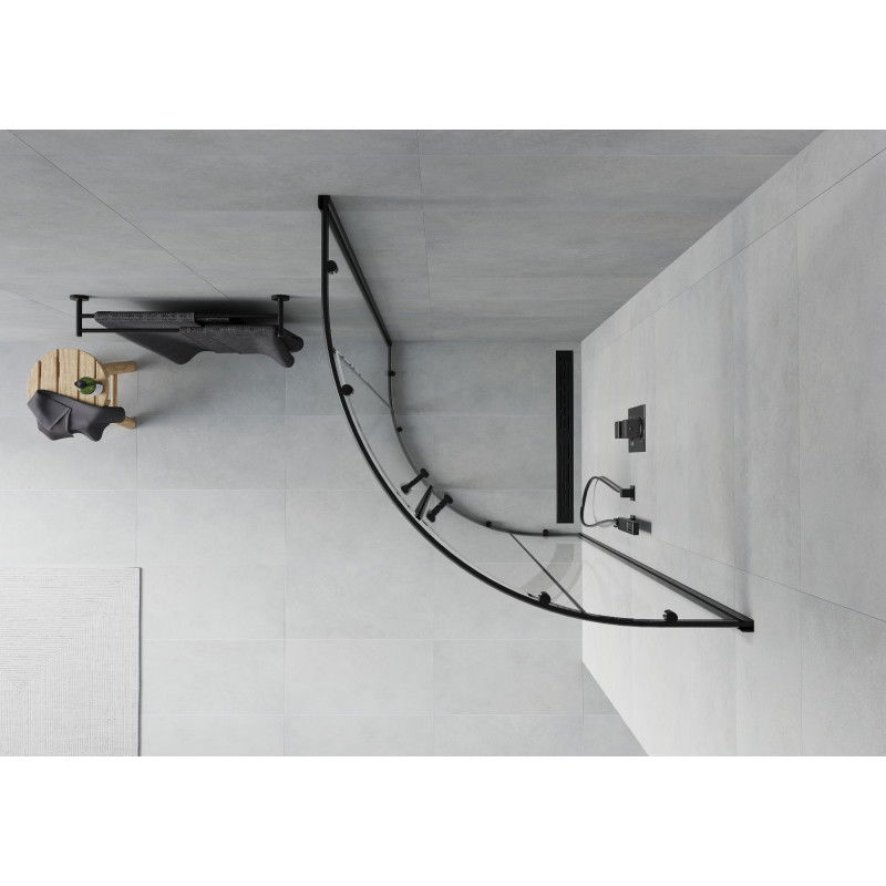 Mexen Rio pusapaļš dušas kabīne 90 x 90 cm, caurspīdīga, melna - 863-090-090-70-00