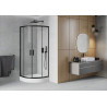 Mexen Rio cabine de duche semicircular 70 x 70 cm, transparente, preta + base de duche, branco - 863-070-070-70-00-4710