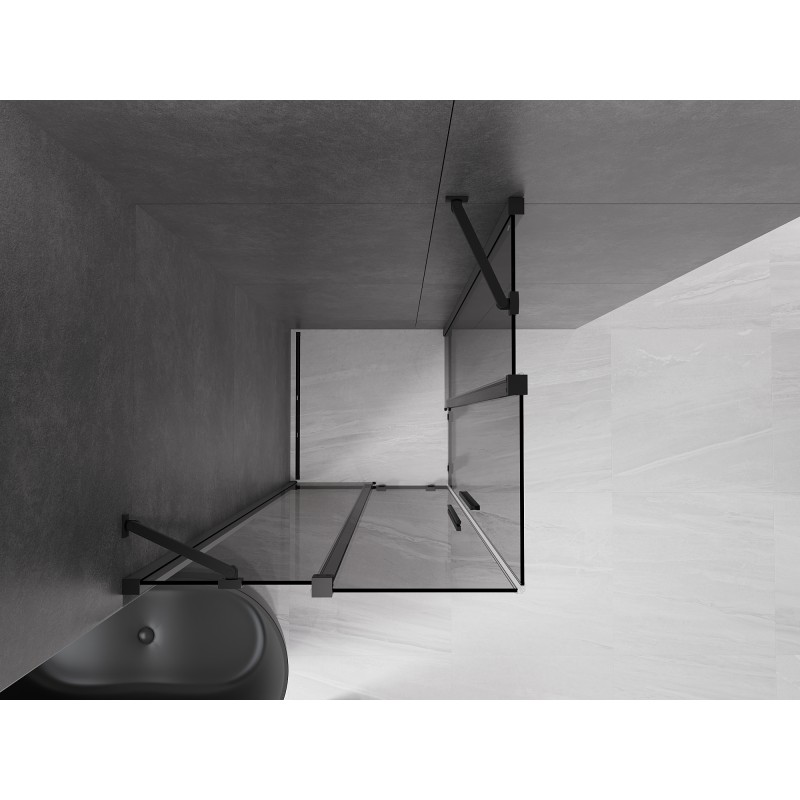 Mexen Velar Duo kabina prysznicowa rozsuwana 100 x 100 cm, grafit, czarna - 871-100-100-42-70