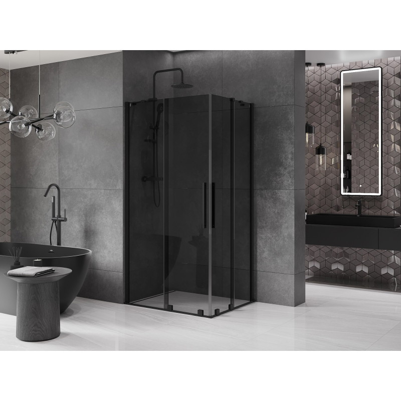 Mexen Velar Duo klizni tuš kabina 90 x 80 cm, grafit, crna - 871-090-080-42-70
