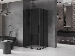 Mexen Velar Duo kabina prysznicowa rozsuwana 90 x 80 cm, grafit, czarna - 871-090-080-42-70