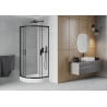 Mexen Rio Semi-Circular Shower Enclosure 70 x 70 cm, Transparent, Black + Rio Tray, White - 863-070-070-70-00-4710