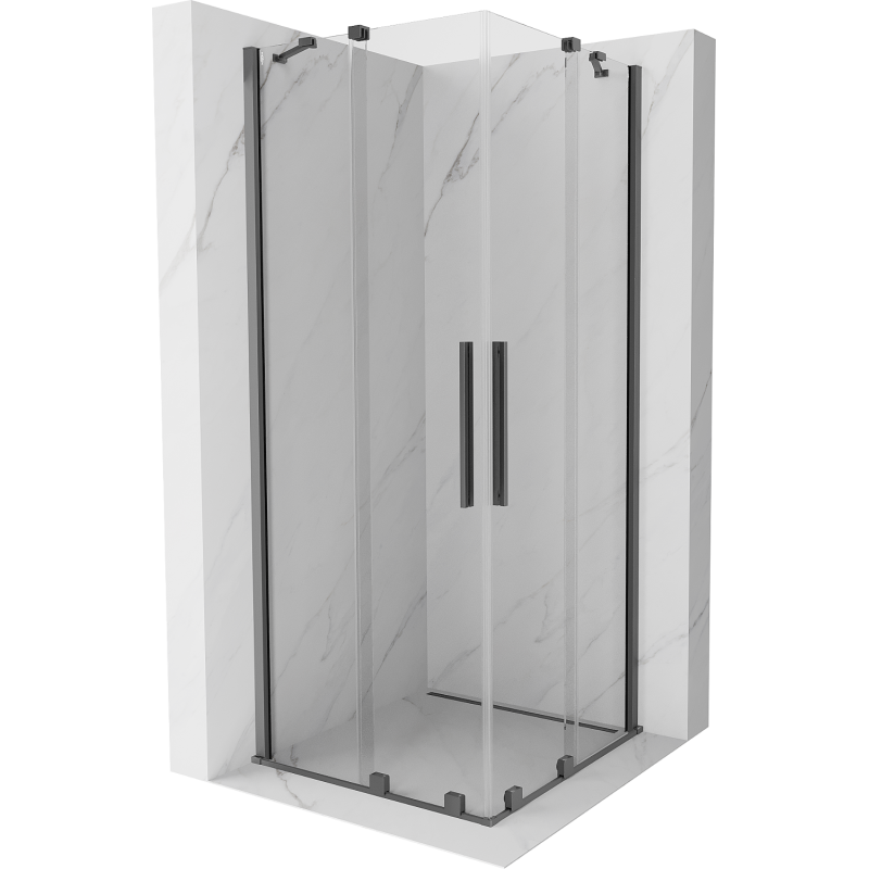 Mexen Velar Duo cabina doccia scorrevole 80 x 80 cm, trasparente, gun metal - 871-080-080-02-95