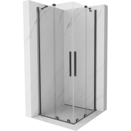Mexen Velar Duo schuifdouchecabine 90 x 90 cm, transparant, kanonmetaal - 871-090-090-02-95