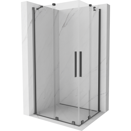 Mexen Velar Duo Duschkabine verschiebbar 90 x 80 cm, transparent, Gun Metal - 871-090-080-02-95