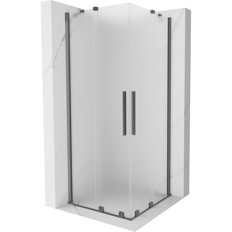Mexen Velar Duo cabine de douche coulissante 100 x 100 cm, givré, gun metal - 871-100-100-32-95