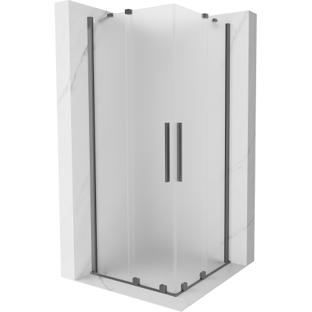 Mexen Velar Duo skjutbar duschkabin 100 x 100 cm, frost, gun metal - 871-100-100-32-95