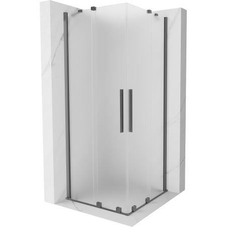 Mexen Velar Duo sliding shower cabin 100 x 100 cm, frosted, gun metal - 871-100-100-32-95