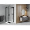 Mexen Rio quadratische Duschkabine 80 x 80 cm, transparent, schwarz + Duschwanne Rio, weiß - 860-080-080-70-00-4510
