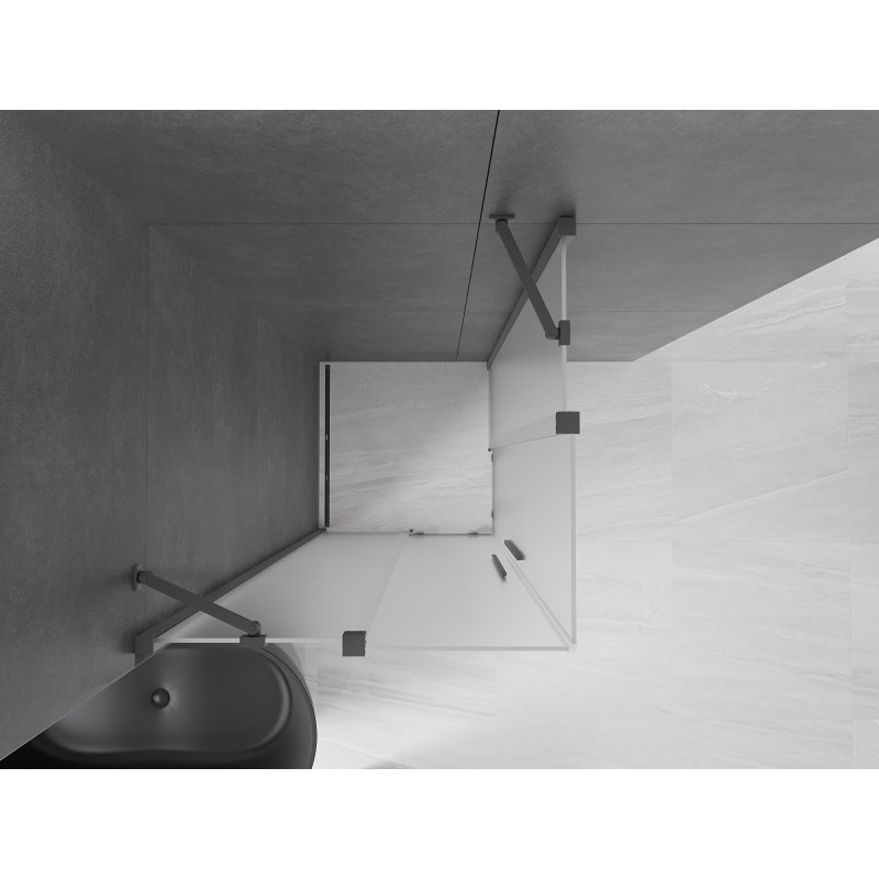 Mexen Velar Duo lükand, liuguksedega dušinurk 90 x 90 cm, matt, gun metal - 871-090-090-32-95