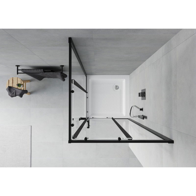 Mexen Rio square shower cabin 80 x 80 cm, transparent, black + Rio tray, white - 860-080-080-70-00-4510